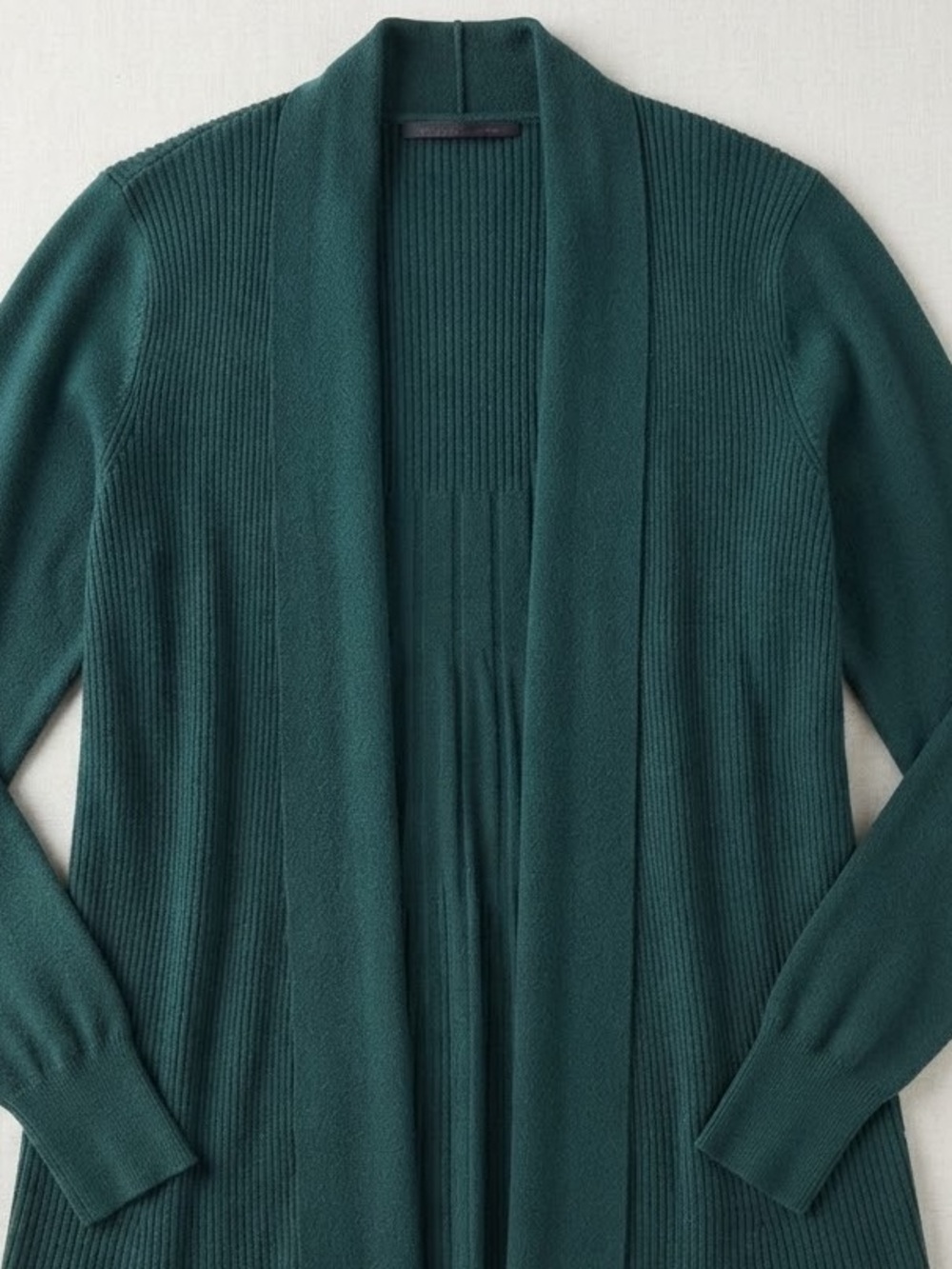 Cyrus Deep Green Open-Front Ribbed Cardigan - Picture 3 of 3